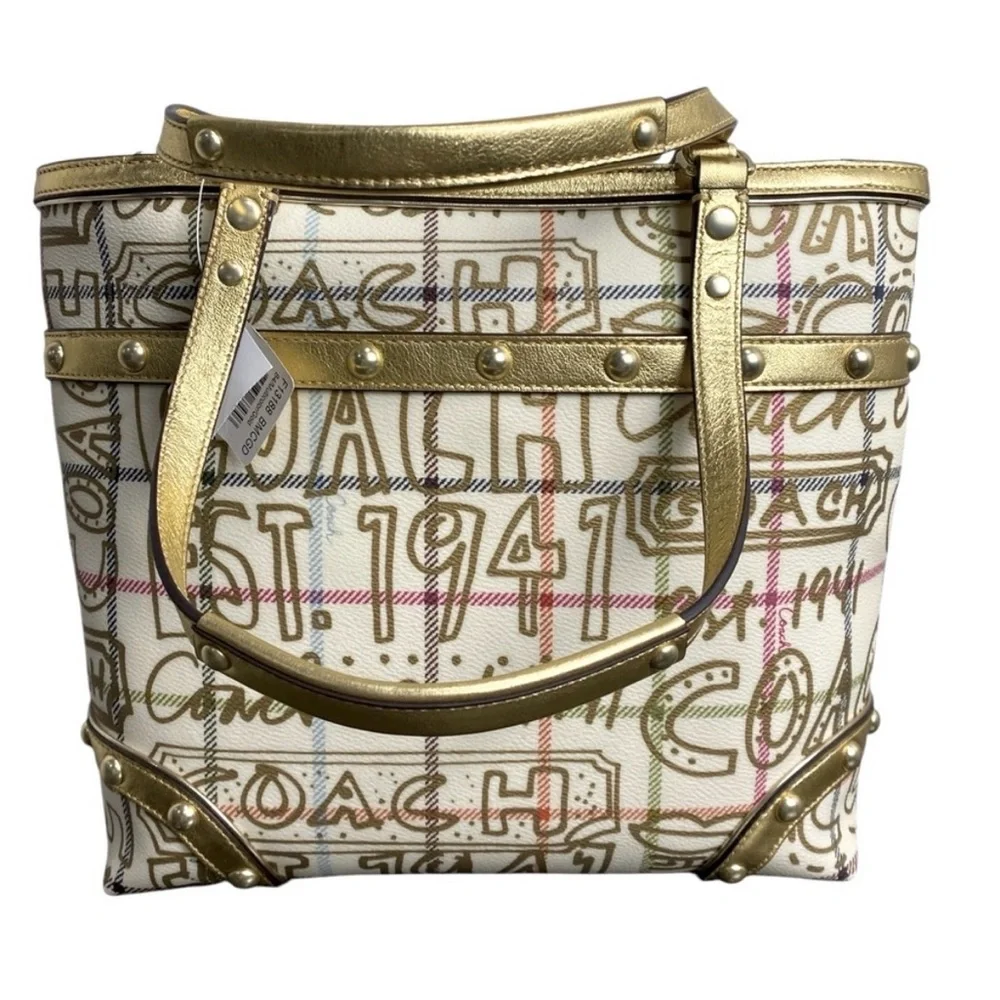 Coach 🆕 2009 Coach Heritage Tattersall Graffiti Tote  NWT Y2K limited
